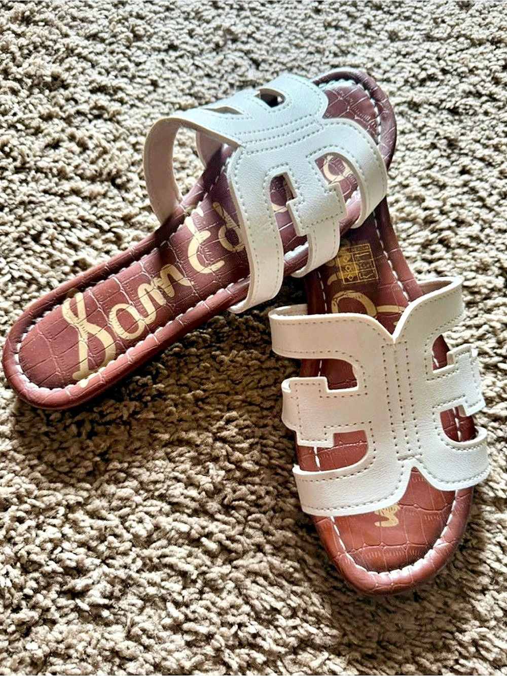 Sam Edelman Bay Slide Sandal White & Brown Sandals